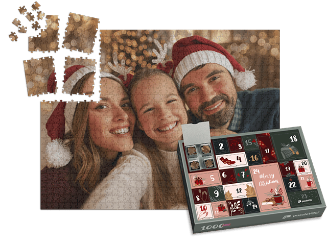Adventný kalendár z puzzle 1000 dielikov za 24 okienkami