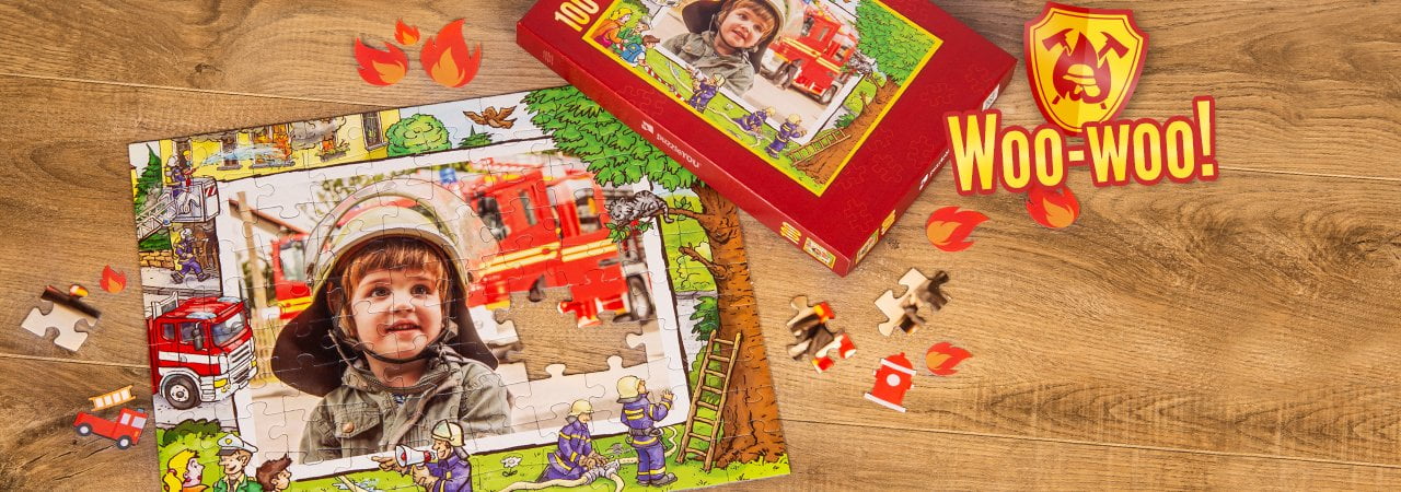 Hasičské detské puzzle s vlastnými fotografiami