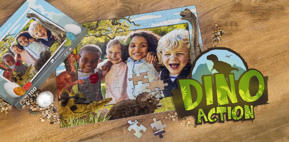 Detské puzzle s vlastnými fotografiami dinosaurov